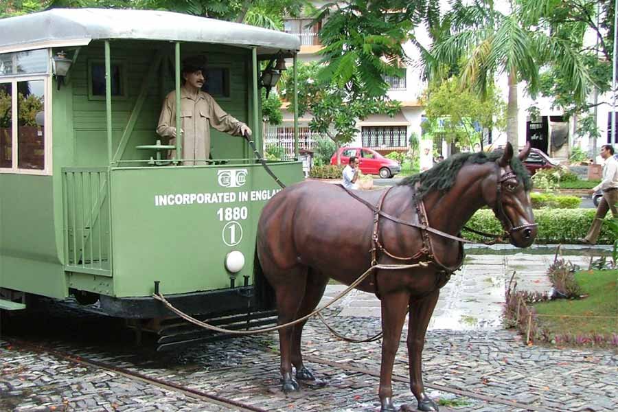 A model of a horse drawn tram