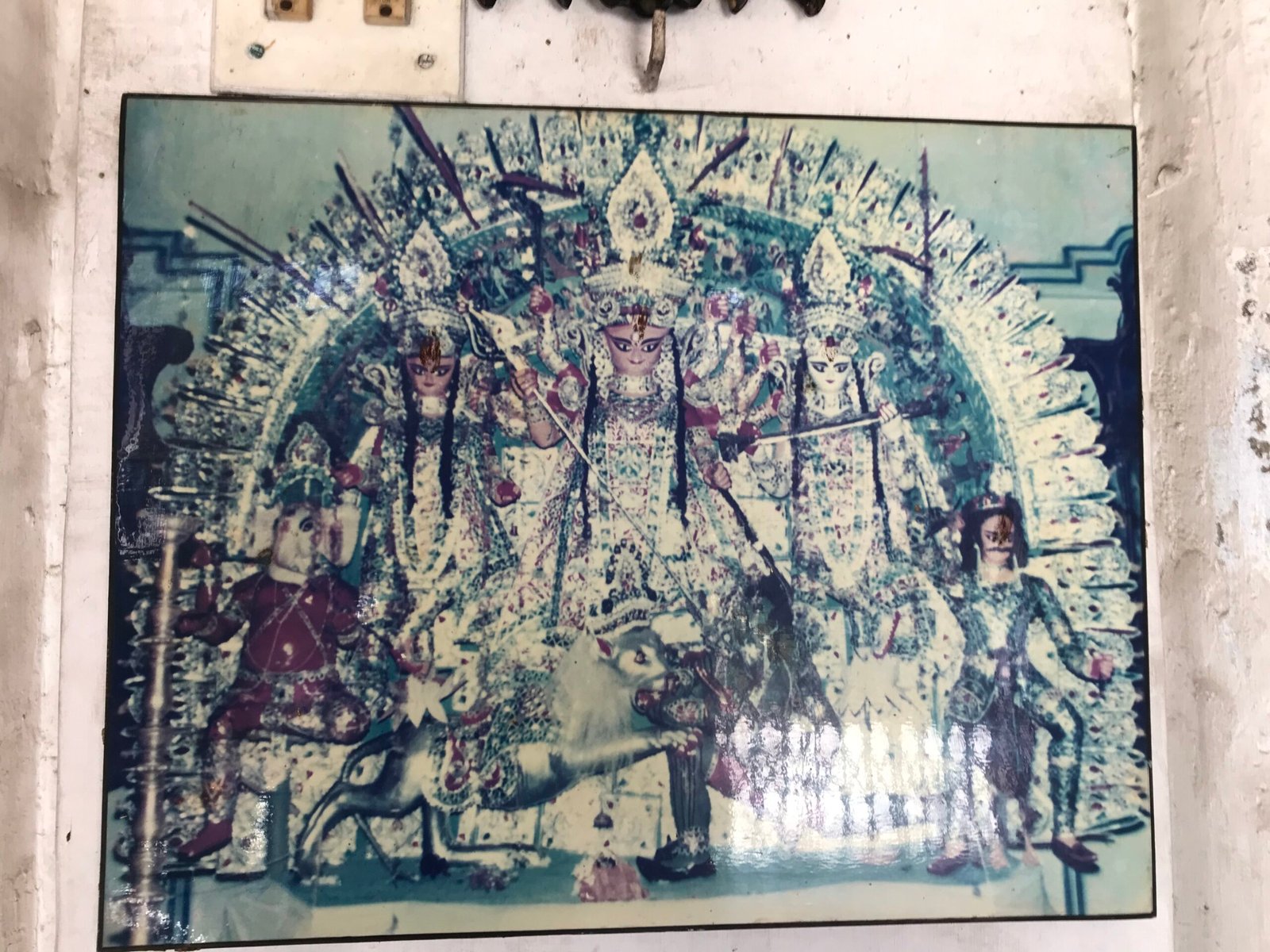 An old photograph of Maa Durga at Sovabazar Rajbari, Kolkata