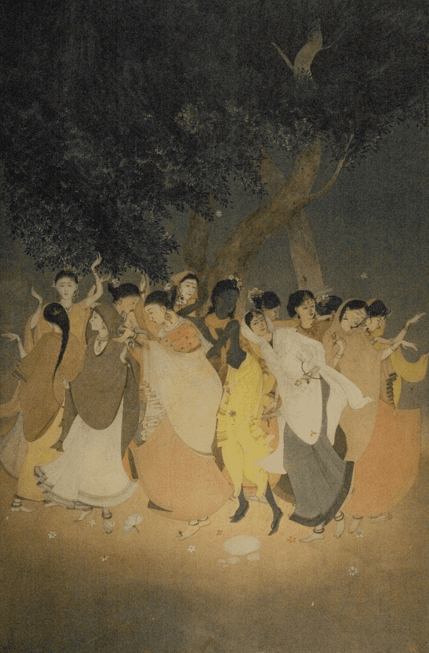 Rasa Lila; Kshitindranath Majumdar; 20th century; Wash and tempera on paper; 602 x 286 cm; National Gallery of Modern Art, New Delhi