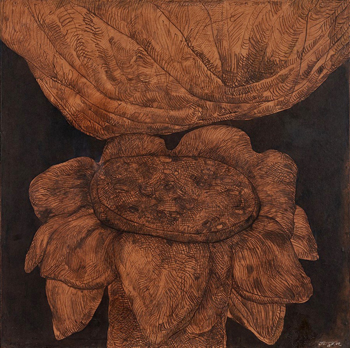 Reminiscences of a Dream II , Ink and Watercolour on Paper Laid on Board , 22 x 22 inches , 1969