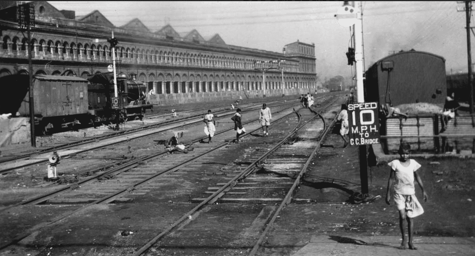 Sealdah Station of Calcutta, 1944. Looking out of the Station